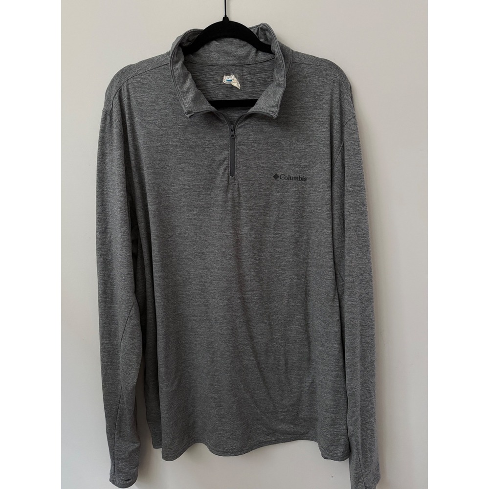 Columbia Men's XL Half Zip Performance Pullover Gray Thumbholes Long Sleeve